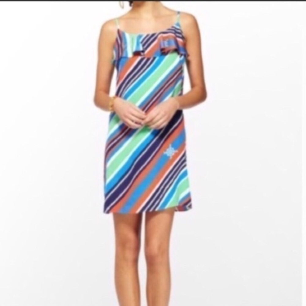 Lilly Pulitzer Laya Anchor 100% Silk Ruffle Dress - Picture 1 of 6